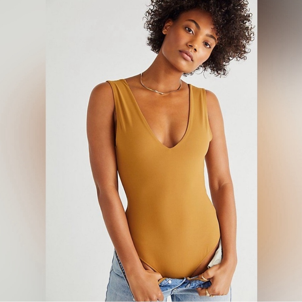 Free People Keep It Sleek Bodysuit - Yellow L